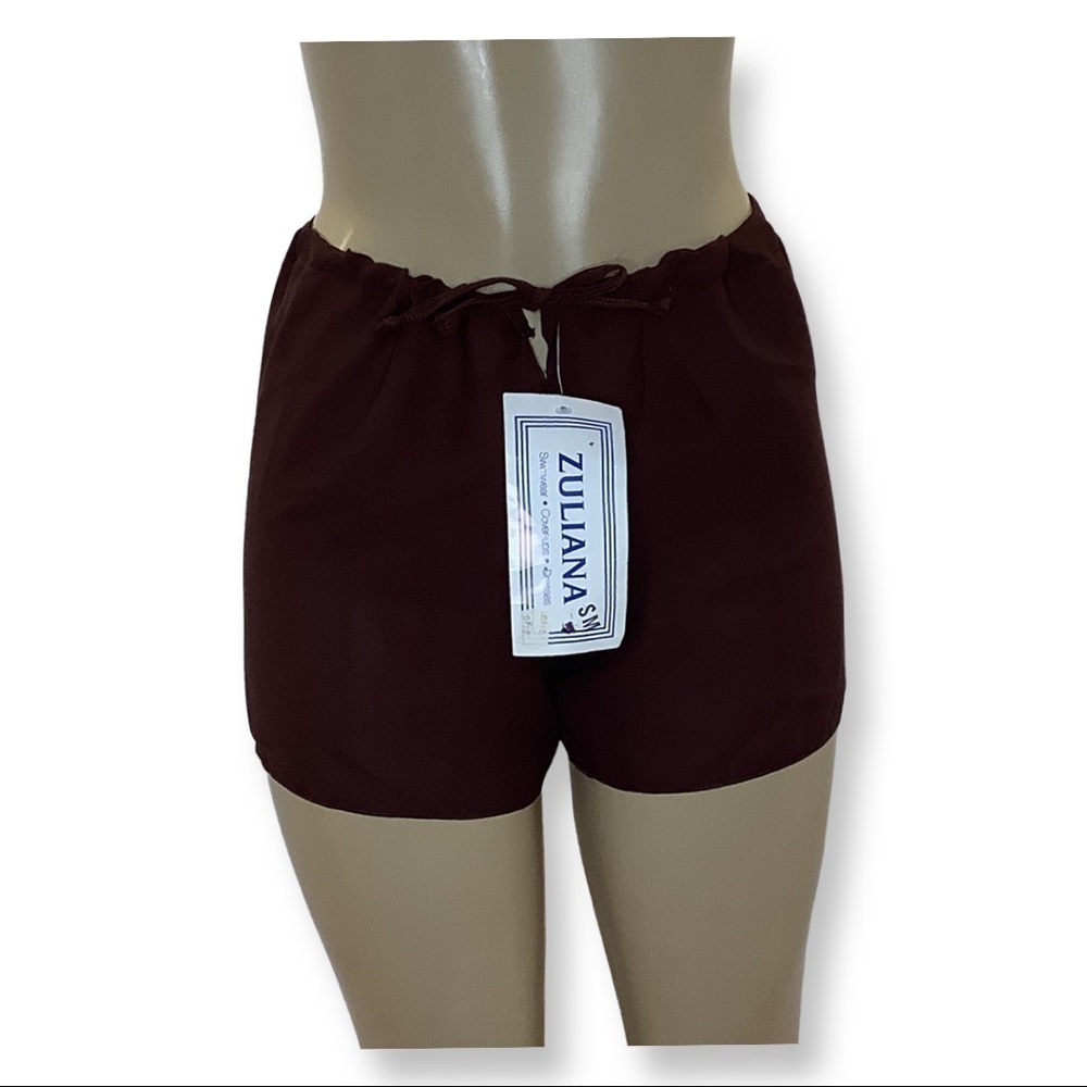 Zuliana Brown Waist Tie Shorts Size M/L Made in USA New With Tags